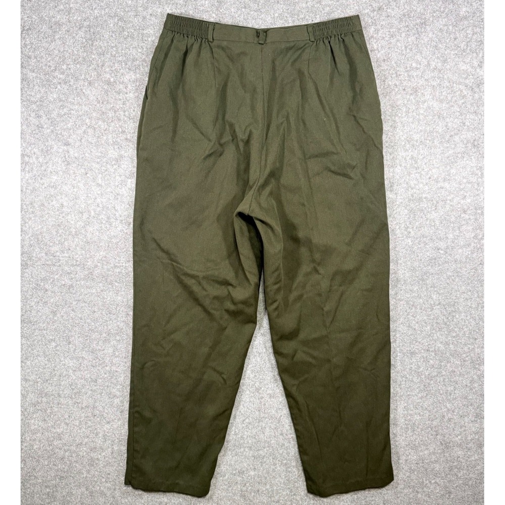 Liz Baker Trousers Women 18 Olive Green Pleated Elastic Waist Tapered Vintage - Picture 9 of 9
